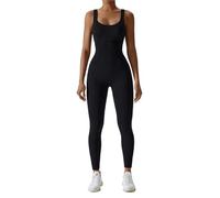 YGMNQAL Costume de Yoga sans couture, danse, serrage du ventre, ensemble d'entraînement, body extensible, vêtements sport, Push Up(Black,S)