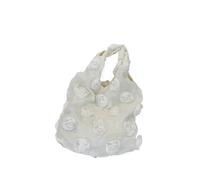 YGMNQAL Daisy Lace Canvas Bag Chiffon Embroidered Casual Large Capacity Korean Style Floral Shoulder(White)
