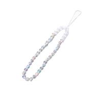 YGMNQAL Dragonne De Téléphone En Perles Chaîne de téléphone avec pendentif étoile perlée Y2K, sangle en forme cœur scintillante, sac à lanière coloré Anti-perte for portable(White-heart)