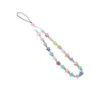 YGMNQAL Dragonne De Téléphone En Perles Chaîne de téléphone avec pendentif étoile perlée Y2K, sangle en forme cœur scintillante, sac à lanière coloré Anti-perte for portable(Multicolor-star)