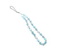 YGMNQAL Dragonne De Téléphone En Perles Chaîne de téléphone avec pendentif étoile perlée Y2K, sangle en forme cœur scintillante, sac à lanière coloré Anti-perte for portable(Blue-star)