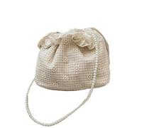 YGMNQAL Drawstring Lace Flower Bag Printing Sweet Small Crossbody Pearls Chain Beige Bundle Bucket Handbag Student(Color 29)
