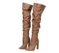 YGMNQAL Fashion Design Pleated Leather Over The Knee Boots Sexy Pointed Toe Zip White High Heels Autumn Winter Women Shoes(Color 2,41)