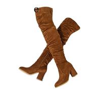 YGMNQAL Fashion Round Toe Zip Thigh High Boots Women Autumn Winter Chunky Heels Motorcycle Over The Knee Shoe(Color 2,42)