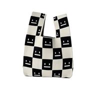 YGMNQAL Femmes Mini noeud sac de poignet à la main décontracté tricot couleur Plaid fourre-tout étudiant sacs provisions réutilisables(Cloor-02)