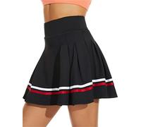 YGMNQAL Jupe Tennis Femme Jupe De Tennis Plissée for Femme avec Ceinture Et Poche Intégrée, Short Intégré, for Golf, Yoga, Fitness, Haute Élasticité(Black-A,S)