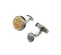 YGMNQAL Manchette 1 paire de boutons de manchette sculptés à motif de couleur Antique, for costume de Banquet, chemise, bijoux for hommes(Silver and Gold)