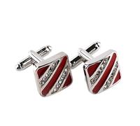 YGMNQAL Manchette Boutons de manchette carrés simples bicolores for hommes, boutons de manchette d'affaires en émail rouge/noir, bouton de manchette de chemise classique(Red)