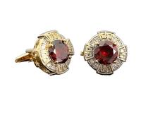 YGMNQAL Manchette Boutons de manchette en Zircon, boutons de manchette for chemises for hommes, boutons de manchette en cuivre cristal, boutons de manchette(Gold Red)