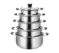 YGMNQAL Marmite Marmite à Double Fond antiadhésive for Induction, Lot de 5 casseroles en Acier Inoxydable, casseroles Multi-usages antimagnétiques(Sliver 24cm)