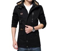 YGMNQAL Men Winter Jackets Thick Fleece Men's Plush Windbreaker Long Coat Cotton Fashion Autumn Jacket Male Clothing(Black,5XL 95-105KG)