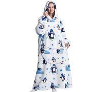 YGMNQAL Plaid Poncho Couverture d'hiver en peluche douce et chaude, surdimensionnée, à capuche, longue mignonne, polaire Sherpa for homme femme, avec manches(Color2)