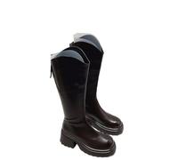 YGMNQAL Real Soft Leather Boots Autumn And Winter Knight Height Increasing And Slimming Thick Soled High Long(38)