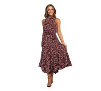 YGMNQAL Robe Fleurie Femme Robe d'été à imprimé Floral et col Licou for Femme, sans Manches, Longue, décontractée, idéale for la Plage ou Les Vacances(Color-7,XX-Large)