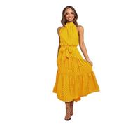 YGMNQAL Robe Fleurie Femme Robe d'été à imprimé Floral et col Licou for Femme, sans Manches, Longue, décontractée, idéale for la Plage ou Les Vacances(Color-1,XL)
