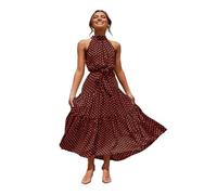 YGMNQAL Robe Fleurie Femme Robe d'été à imprimé Floral et col Licou for Femme, sans Manches, Longue, décontractée, idéale for la Plage ou Les Vacances(Color-6,S)