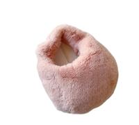 YGMNQAL Sac à Main Moumoute Pochette courte en fourrure for femme, porte-monnaie doux et chaud en peluche, petit sac demi-lune avec dragonne(Pink)