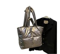 YGMNQAL Shoulder Bag Women Quilted Space Down Feather Padded Cotton Handbag Winter Large Capacity Warm Shopping Purse(Champagne-30x14x27cm)