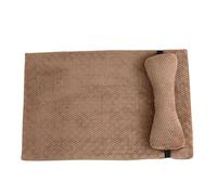 YGMNQAL Soft Medium Dog Sofa Comfortable Short Plush Large Bed Kennel Winter Warm Cat Mat for Elastic Puppy Cushion with Pillow(Khaki,XL)