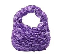 YGMNQAL Sweet Rose Petal Handbag Soft Light Lace Patchwork Pleated Bag Ruched Cloud Elegant Flowers Tote Bags Ladies(Purple)