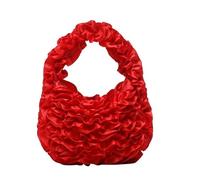 YGMNQAL Sweet Rose Petal Handbag Soft Light Lace Patchwork Pleated Bag Ruched Cloud Elegant Flowers Tote Bags Ladies(Red)