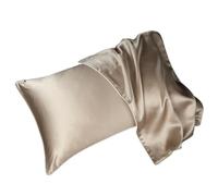 YGMNQAL Taie D Oreiller en Soie Taie d'oreiller en Soie de mûrier 19 Momme Taie d'oreiller en Soie de mûrier Naturelle Solide Housse d'oreiller Respirante et Douce for la Peau(Beige,50x70cm)