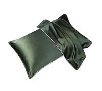 YGMNQAL Taie D Oreiller en Soie Taie d'oreiller en Soie de mûrier 19 Momme Taie d'oreiller en Soie de mûrier Naturelle Solide Housse d'oreiller Respirante et Douce for la Peau(Olive Green,51x91cm)