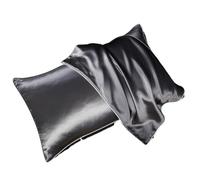 YGMNQAL Taie D Oreiller en Soie Taie d'oreiller en Soie de mûrier 19 Momme Taie d'oreiller en Soie de mûrier Naturelle Solide Housse d'oreiller Respirante et Douce for la Peau(Metallic Grey,40x60cm)