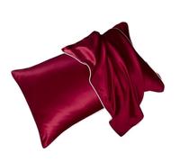 YGMNQAL Taie D Oreiller en Soie Taie d'oreiller en Soie de mûrier 19 Momme Taie d'oreiller en Soie de mûrier Naturelle Solide Housse d'oreiller Respirante et Douce for la Peau(Wine Red,40x60cm)
