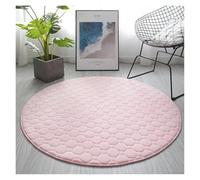 YGMNQAL Tapis de Maison matelassé en Polaire Corail, Tapis Sol Rond for Salon, canapé, Chambre à Coucher, diamètre 60 200 cm(Pink,120cm)