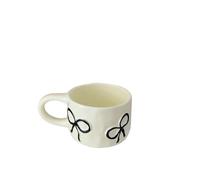 YGMNQAL Tasse A Cafe Tasse en céramique peinte à la main avec nœud relief, tasse, eau, café, lait, jus, style papillon mignon(BLACK)