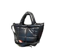YGMNQAL Winter Down Tote Bag For Women Puffer Handbag Trendy Chic Puffy Top Handle Quilted Padded Shoulder(Black)