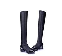 YGMNQAL Women Boots Autumn Winter Add Cotton Warm Knee-high Long Woman Elasticity Sexy Heel Height Shoes Ladies Fashion Casual(36)