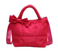 YGMNQAL Women Quilted Puffer Tote Bag Bow Knot Down Cotton Hobo All-Match Satchel Handbag Puffy Crossbody Commuting