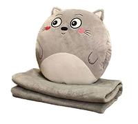 YGMXZL Couverture et Oreiller de Voyage,3 en 1 Oreiller Multifonctionnel et réchauffeur et Couverture de Mains,Combinaison de Couverture de Voyage pour Voyage,Camping ou Bureau (Chats, M)