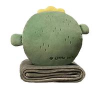 YGMXZL Couverture et Oreiller de Voyage,3 en 1 Oreiller Multifonctionnel et réchauffeur et Couverture de Mains,Combinaison de Couverture de Voyage pour Voyage,Camping ou Bureau (Cactus, M)