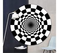 YGMXZL Tapis Avec Illusion 3D Vortex, Tapis de Sol Rond Noir et Blanc en Treillis pour Chambre à Coucher, Salon, Bureau (D, 80 * 80CM)