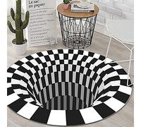YGMXZL Tapis Rond avec Illusion 3D,Tapis Illusion Vortex,Tapis de Sol Rond Noir et Blanc en Treillis pour Chambre à Coucher,Salon,Bureau,Tapis de Sol Rond 3D (C, 60 * 60CM)