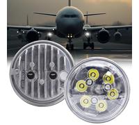 Ygmylandbb 4.4'' 18W Phare à faisceau scellé Par36, Lampe de travail pour tracteur à LED Par36, Rond Feu d'atterrissage d'avion pour hachoir, tracteur, VTT, avion, 2pcs
