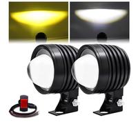 Ygmylandbb Feux Additionnels LED Moto, Phares LED de Moto Projecteur Auxiliaire antibrouillard Ambre/Jaune Blanc Bicolore, 60W DC12V 6000lm (Inclure le commutateur) 2pcs spot
