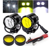 Ygmylandbb feux additionnels moto led, phare led moto, projecteur lampe kit jaune/blanc 12V/24V 60W + Interrupteurs + Housse de Protection + Harnais de Câblage pour, 2Pcs
