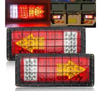 Ygmylandbb Feux Arrière de Camion 24V Feux De Remorque LED 43 LED Étanche Queue Clignotant Feu De Frein Fonctionnement avec Protection Filet, 2PCS