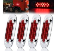 Ygmylandbb Feux de Gabarit Latéraux LED, 24V Feux De Dégagement 16 LEDs Arrière Indicateur Feux de Gabarit Latéraux avec Lunette Chromée pour Remorque Camion Caravane etc (Rouge, 4pcs)