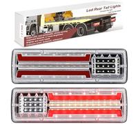 Ygmylandbb Led Feux Arrière De Remorque, feux arrières lampe pour camion, 2Pcs Lampe Lumineuse Stop Arrière, 24V Universel Séquentiel Fluide Stop Frein Tourner Singal Feu Arrière (24, Volts)