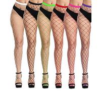 YgneeDom 10 styles de bas résille taille haute pour femme sexy transparent cuisse haute porte-jarretelles en maille collants costumes de danse, 6 couleurs - grand filet, taille unique