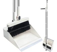 YGNNBC Cet ensemble de pelle et balai à long manche est un outil de balayage polyvalent, et le balai rotatif coupe-vent à long manche balaie efficacement les déchets (blanc)