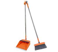 YGNNBC Cet ensemble pelle et balai à long manche est un outil de balayage polyvalent avec un balai rotatif coupe-vent et un long manche pour des solutions de nettoyage efficaces (orange)