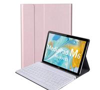 YGoal Clavier Coque pour Huawei M6 10.8, [QWERTY Anglais] Slim Série PU Cuir Housse Étui avec Détachable sans Fil Clavier pour Huawei MediaPad M6 10.8, Rose Or