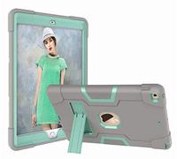 YGoal Coque Rigide pour iPad 10.2 - Hybride Protection Antichoc à Trois Couche avec Support Kickstand Etui Housse pour iPad 8th Gen 2020 / 7th Gen 2019 10.2 Pouce, Gris&Vert