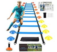 YGORTECH Accessoires d'entraînement de Football - Échelle d'agilité 6 m-12 échelons échelles de Coordination avec 12 Cônes,échelle de Coordination échelle d'entraînement pour Enfant Adulte